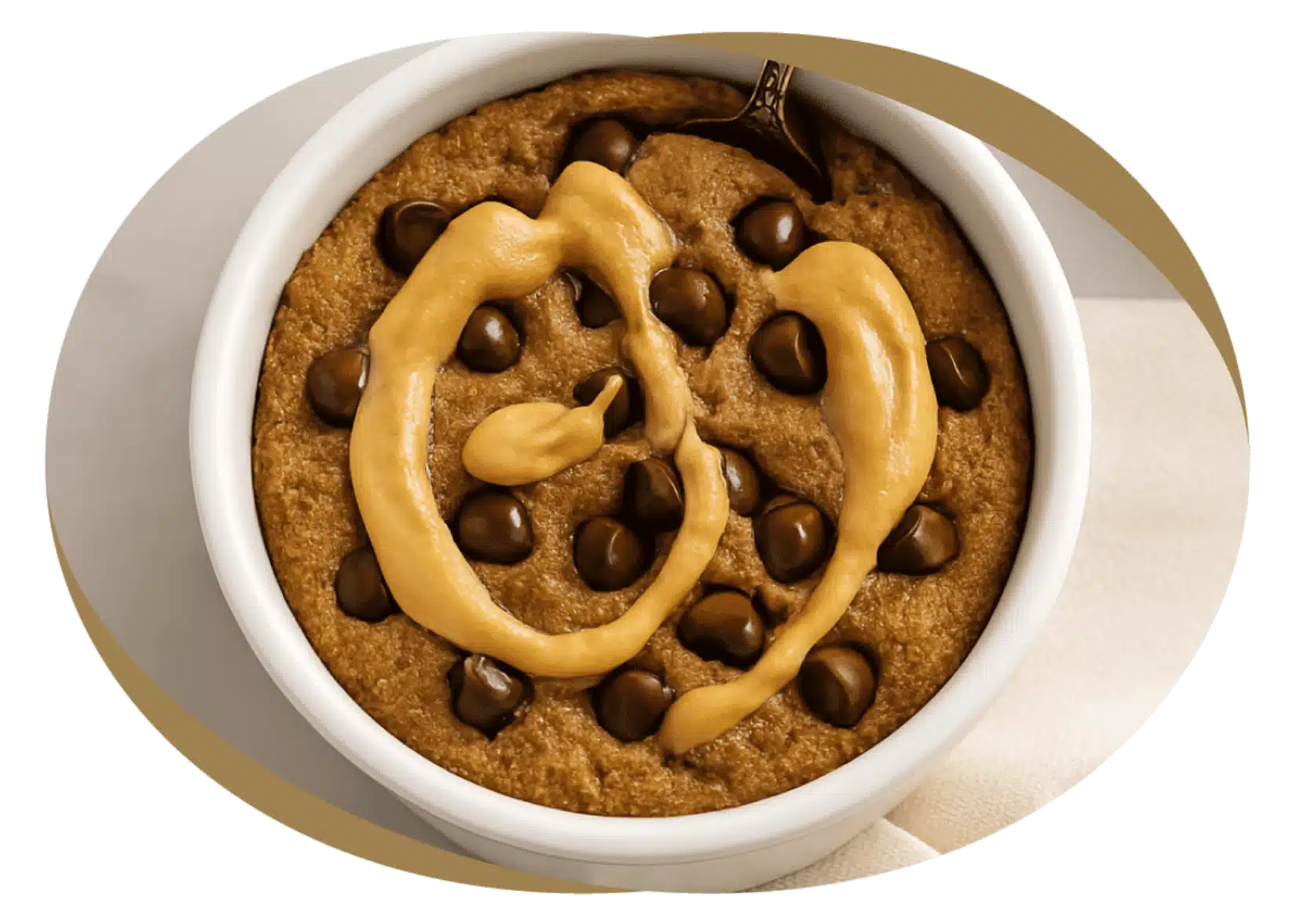 Bowl of peanut butter oatmeal cookies topped with banana slices and chocolate — Botenz protein breakfast