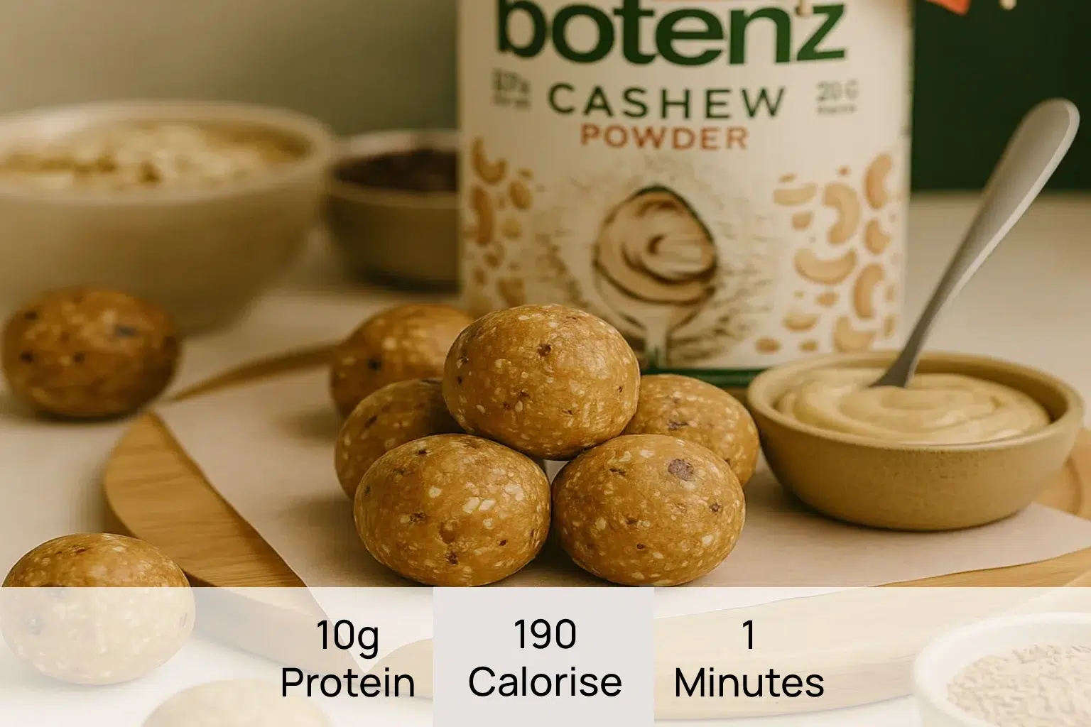 כדורי קשיו מעולים לאנרגיה עם חלבון מתכון