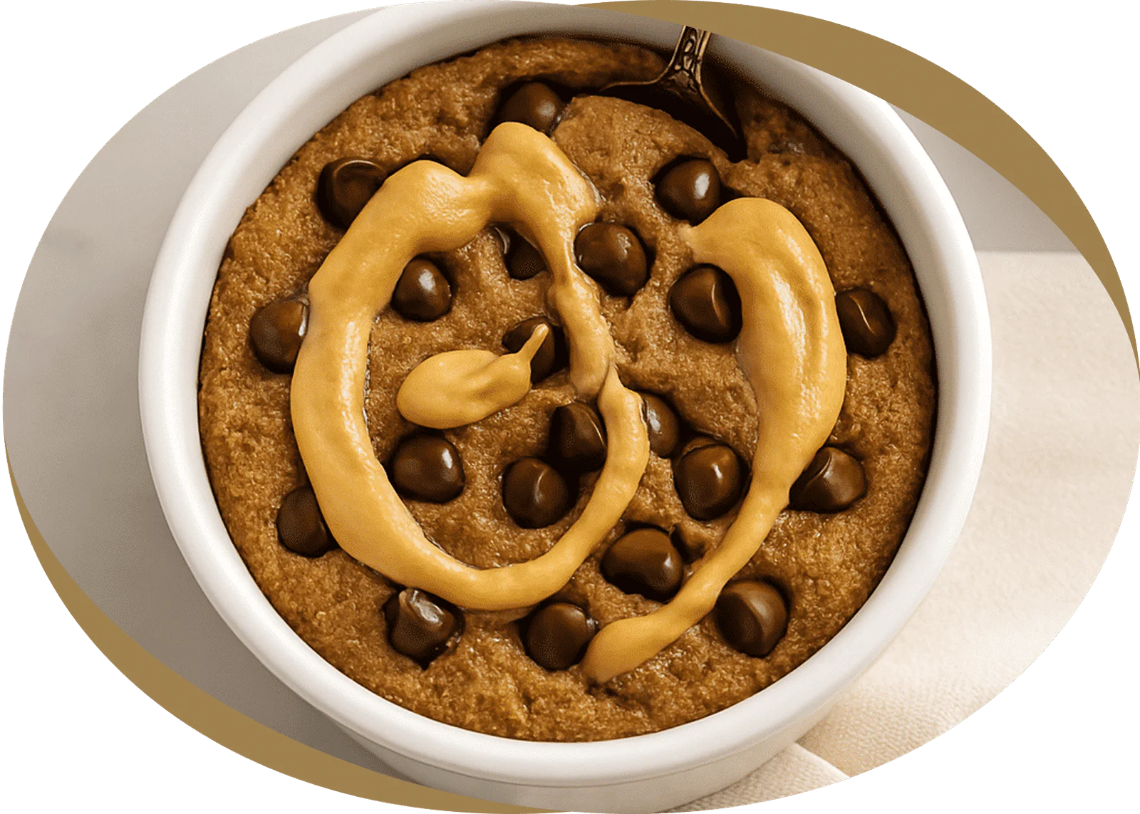 Protein peanut butter cookie topped with creamy peanut drizzle and chocolate chips — Botenz healthy snack