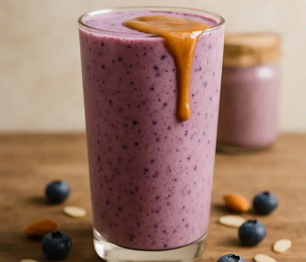 שייק מאוכמניות ושקדים מלא בערכים בריאים וחלבון