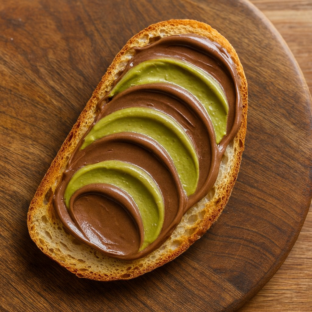 טוסט או לחם עם שוקולד דובאי פיסטוק ושוקולד ממרח