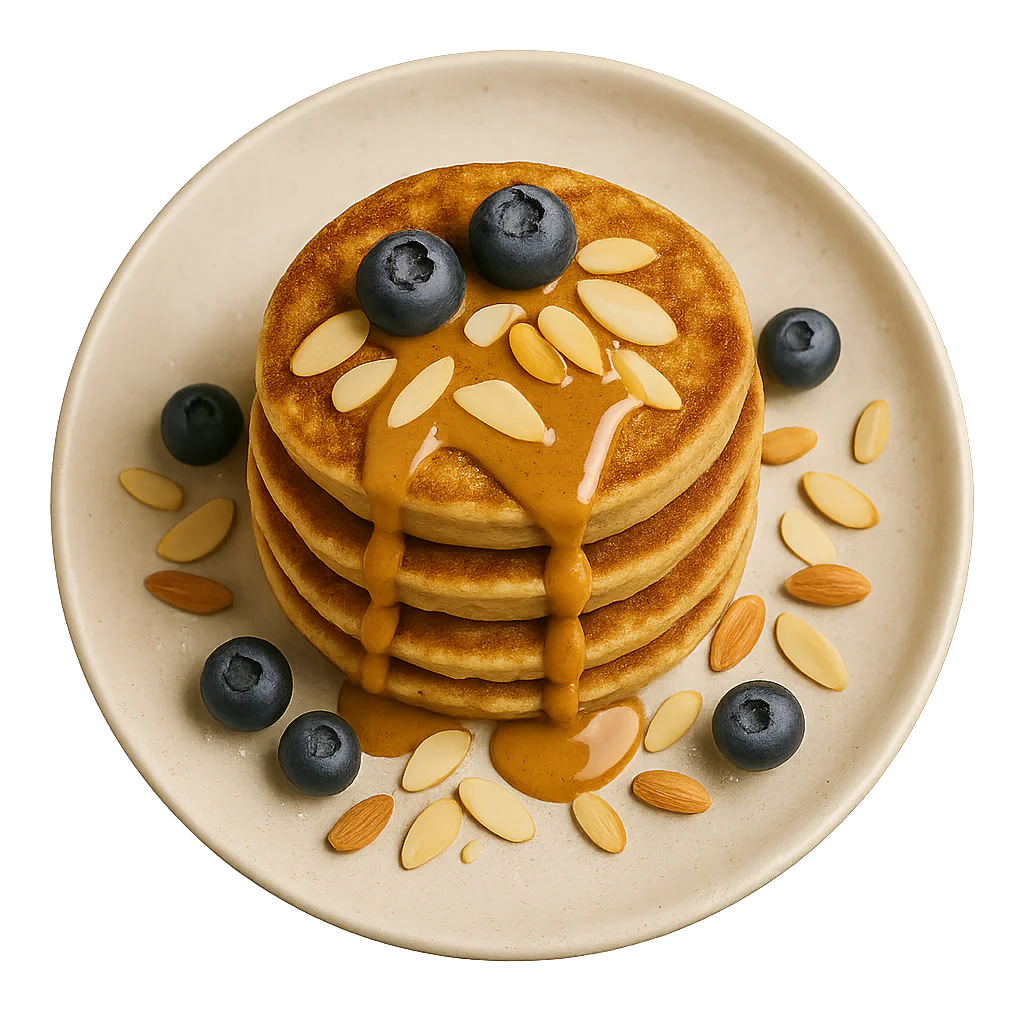 Botenz pancakes of almond with a lot of protein on the top