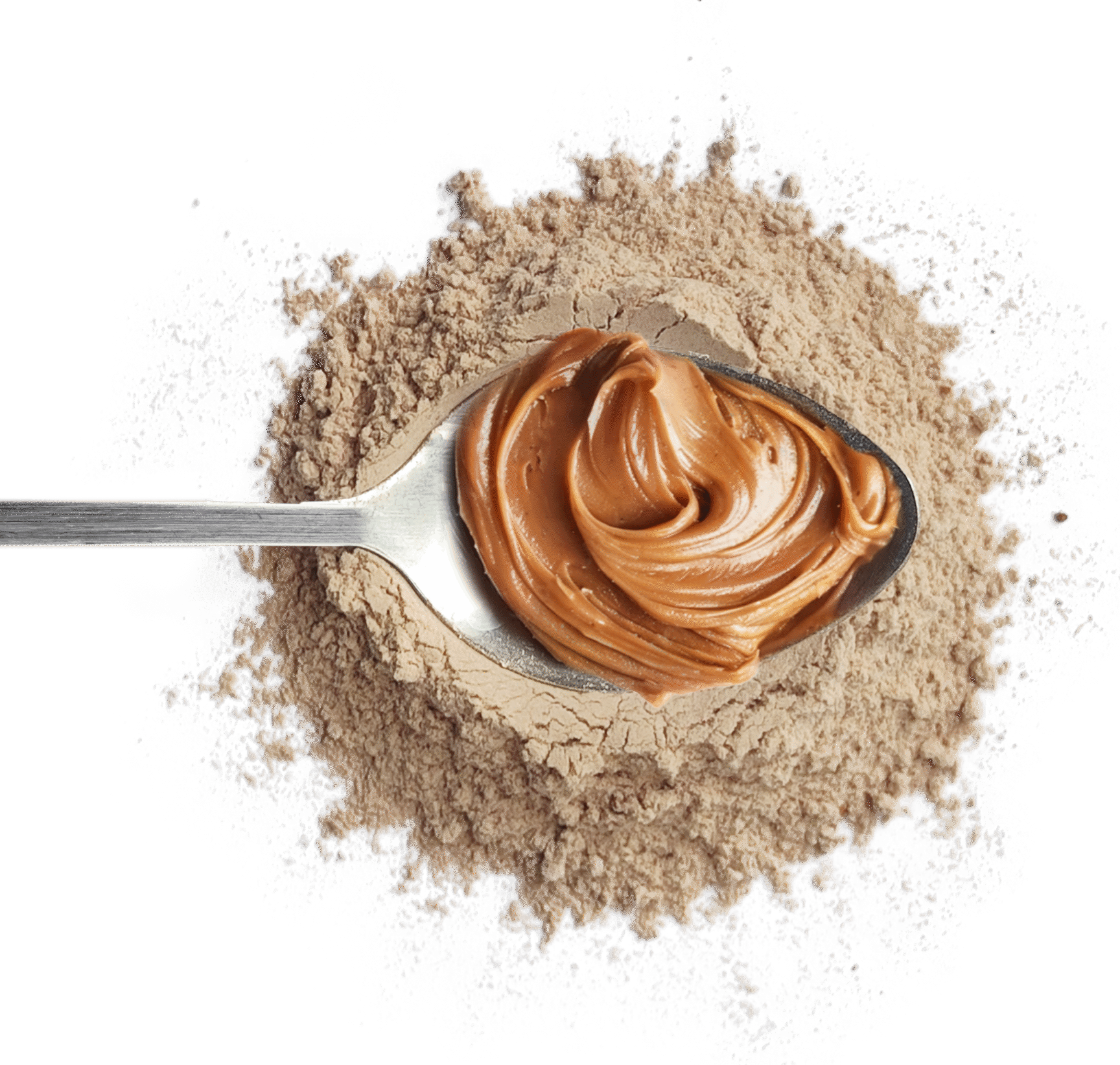 כף של חמאת בוטנים קרמית על טבעת של אבקת בוטנים - אבקת חמאת בוטנים של Botenz