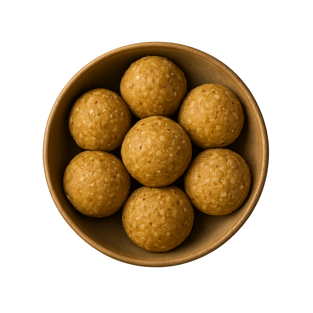 cashew protein ladoo recipe — top-down view of cashew dish in a bowl