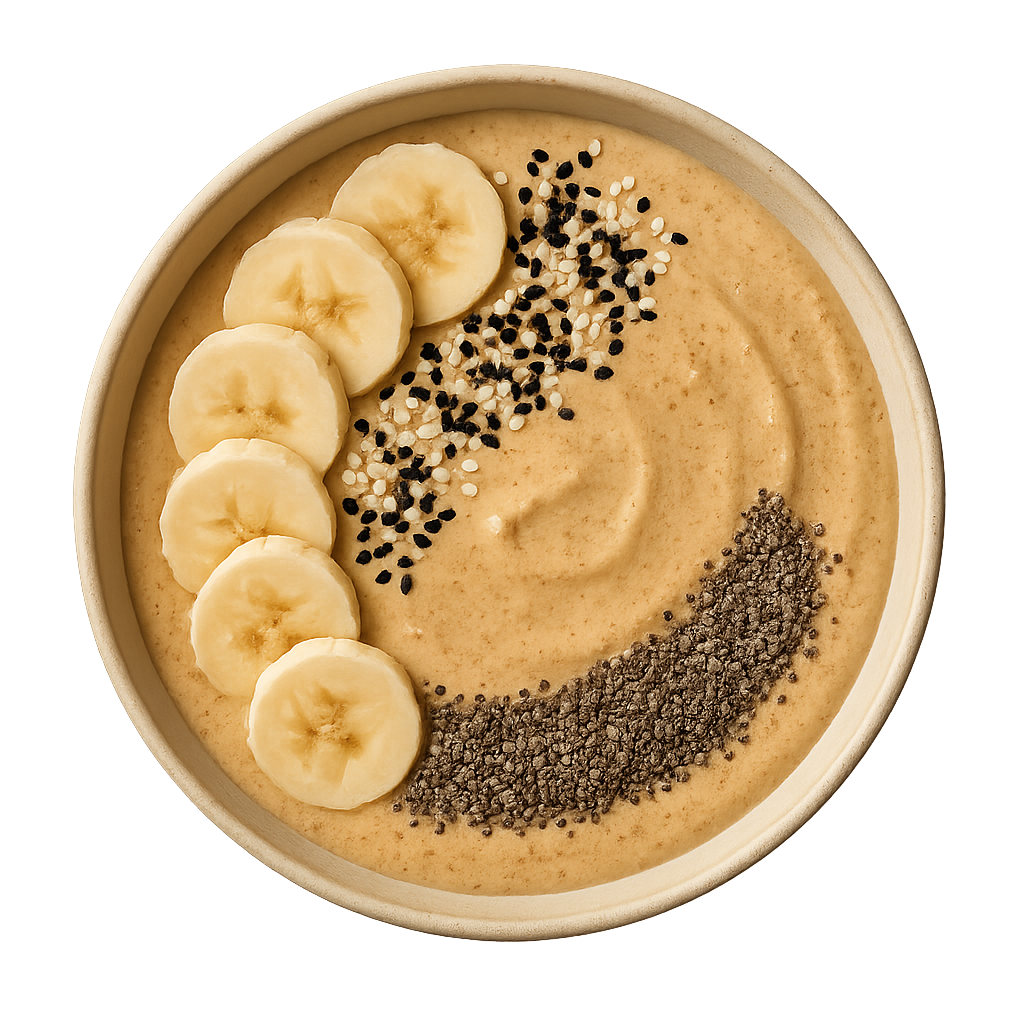 tahini protein smoothie bowl — top-down view of sesame dish in a bowl
