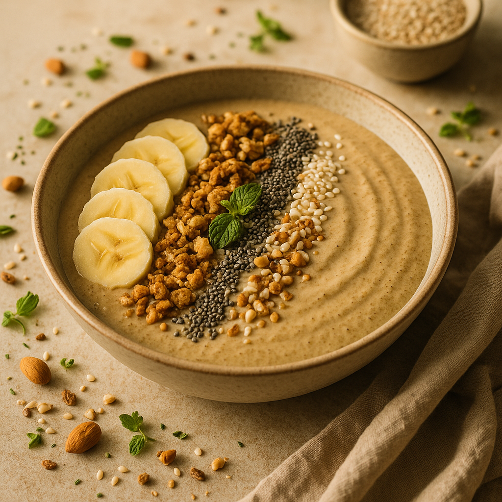 tahini protein smoothie bowl — sesame dish plated and ready to serve