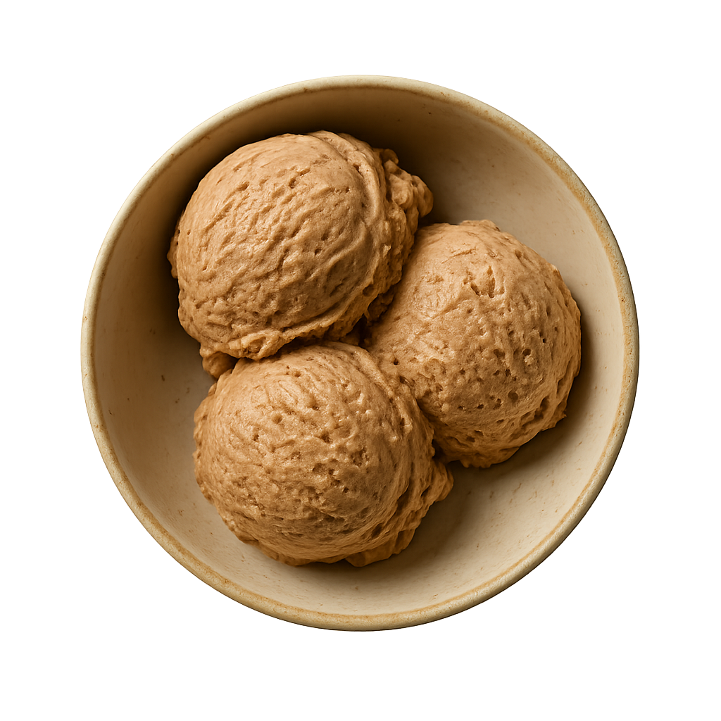 protein gelato recipe — top-down view of peanut_cacao dish in a bowl