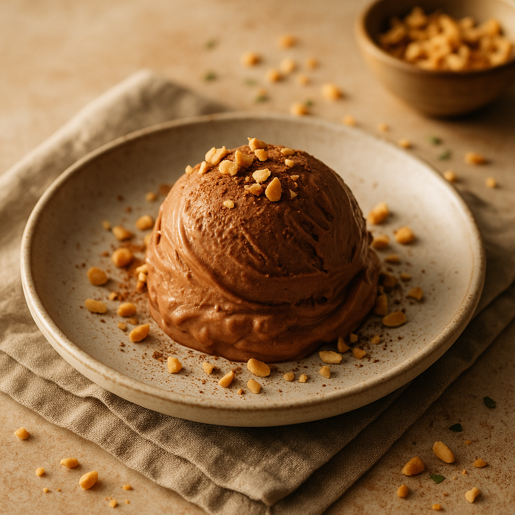 protein gelato recipe — peanut_cacao dish plated and ready to serve