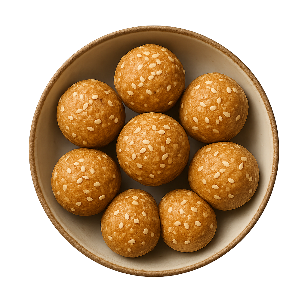 cashew protein energy balls — top-down view of cashew dish in a bowl