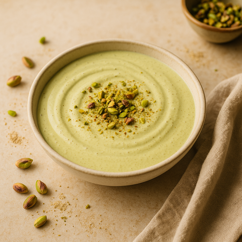 pistachio lassi recipe — pistachio dish plated and ready to serve