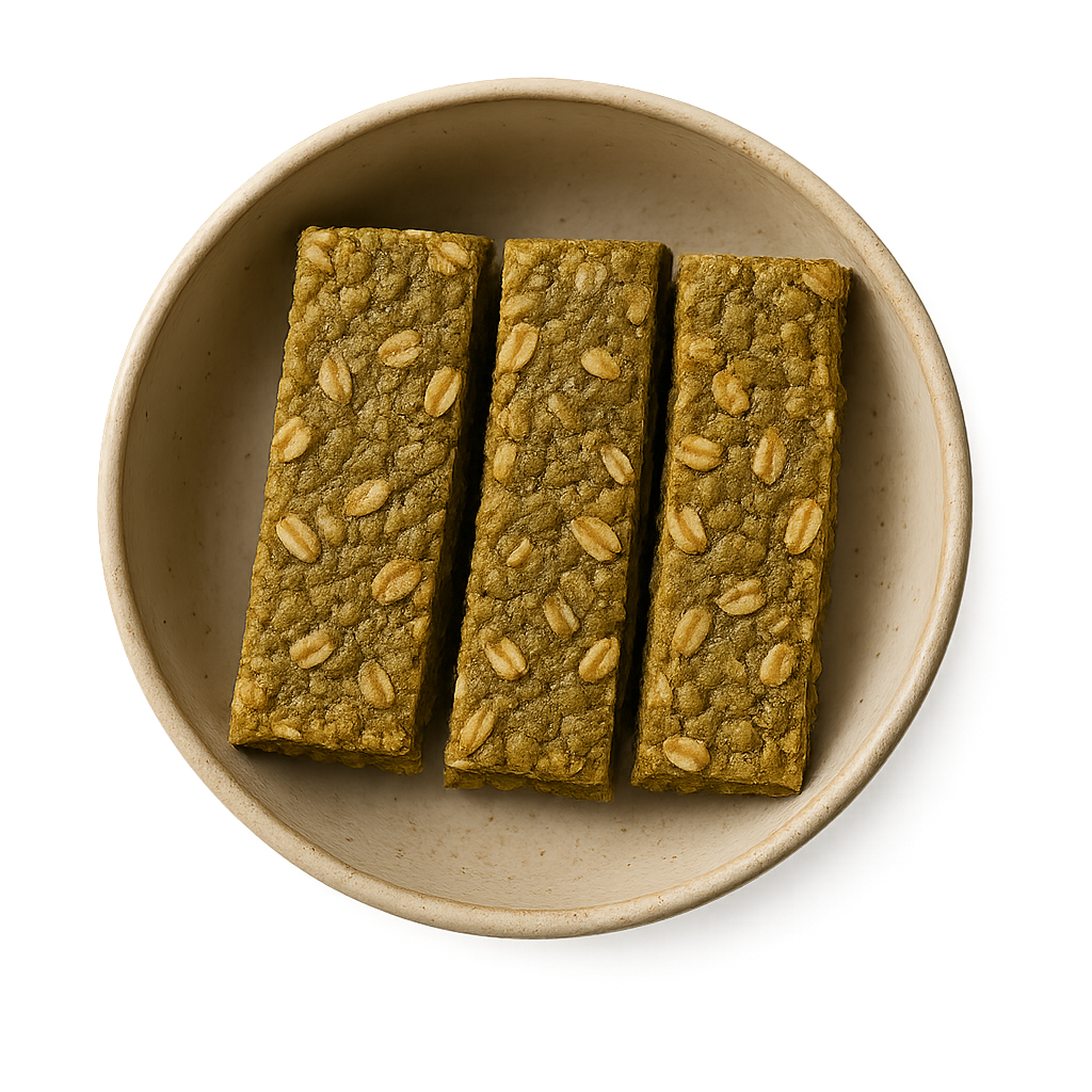 matcha granola bars recipe — top-down view of almond dish in a bowl