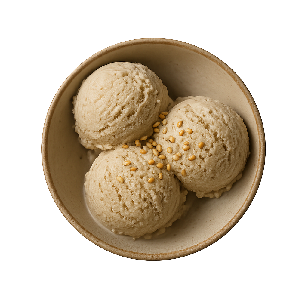 vegan sesame ice cream recipe — top-down view of sesame dish in a bowl