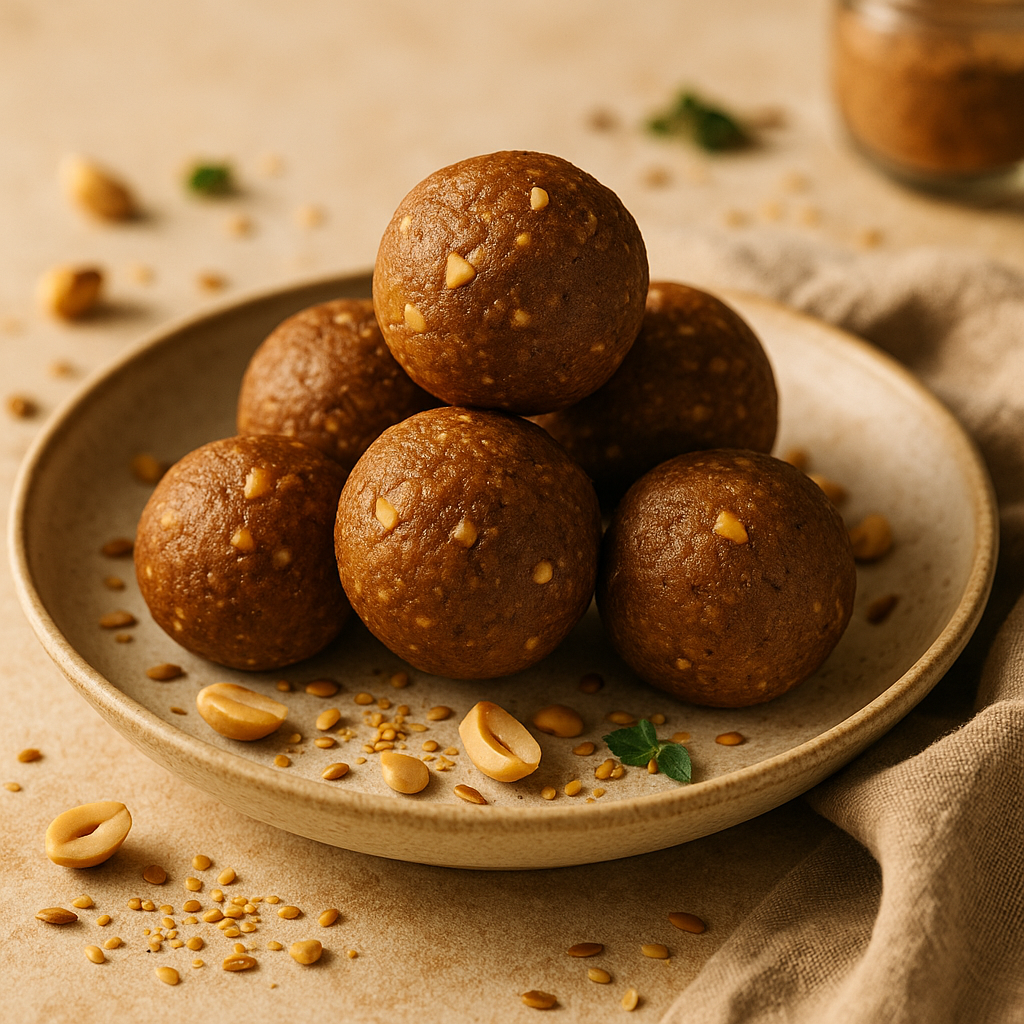 keto protein ladoo recipe — peanut_cacao dish plated and ready to serve